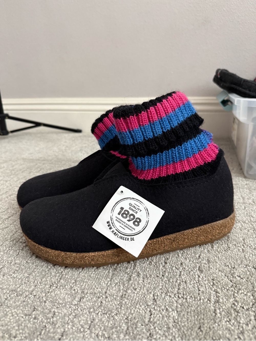 Wool Slipper Boots Hard Cork Sole